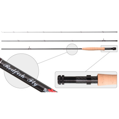 Удилище штекерное нахлыстовое 2 колена S Master 3091 Red Fish Fly, уголь, (класс 4/6), 2,74 м