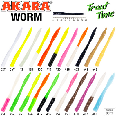 Силиконовая приманка Akara Trout Time WORM 3 Cheese со вкусом рыбы 7.62 см, 7 г (10 шт)