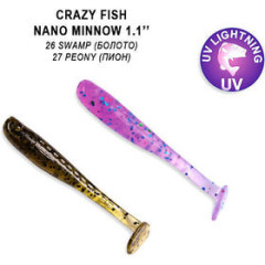 Силиконовая приманка Crazy Fish Nano Minnow 1.1" 68-27-26/27-1 / 27 мм/ Анис (16 шт.)