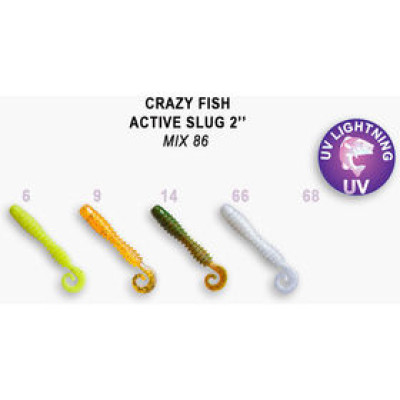 Силиконовая приманка Crazy Fish Active Slug 2 / 29-50-M86-6 / Кальмар/ 50мм (10 шт.)
