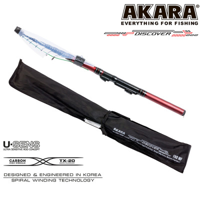 Спиннинг телескоп угольный к/с Akara Discover MF, (тест 3-15), 1.9 м