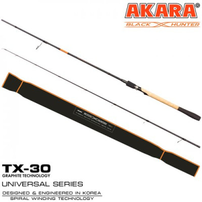 Спиннинг штекерный 2 колена Akara Black Hunter 762 H, уголь,(тест 12-37) 2.28 м	