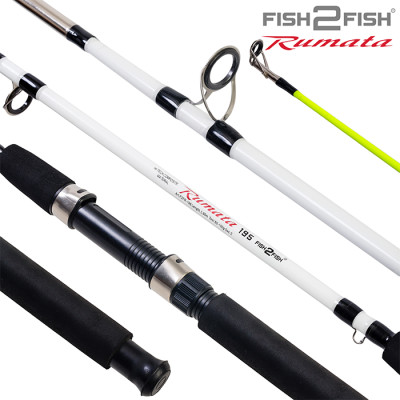 Спиннинг штекерный стекло 2 колена Fish 2 Fish Rumata, стеклопласт., (тест 80-150), 2.1 м