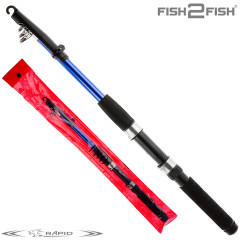 Спиннинг телескопический, стекловолокно, к/с Fish2Fish Rapid Blue , (тест 10-40), 2.4 м