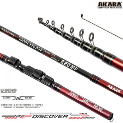 Спиннинг телескоп угольный к/с Akara Discover MF, (тест 3-15), 1.9 м
