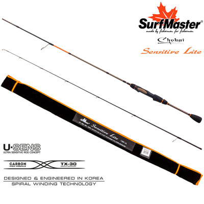 Спиннинг штекерный Surf Master Chokai Series Sensitive Light UL, уголь, (тест 0.8-7), 1.8 м