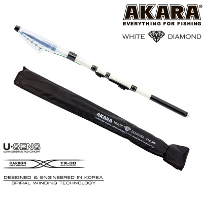 Спиннинг телескоп угольный к/с Akara White Diamond FM, (тест 5-25), 3 м