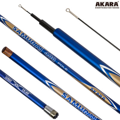 Удилище телескопическое д/с Akara Samurai IM9, уголь, без колец, (тест 10-30), 4 м