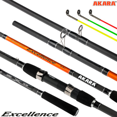 Удилище фидерное 3 колена Akara Excellence Feeder TX-30, уголь, (90-120-150), 3.3 м