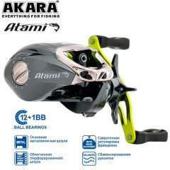 Катушка мультипликаторная Akara Atami AA20L кастинговая, 12 ш.п.+ 1 р.п.