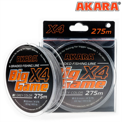 Плетёный шнур Akara Big Game 275 м, серый
