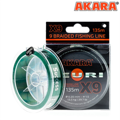 Плетёный шнур Akara Teuri X-9 135м, зеленый