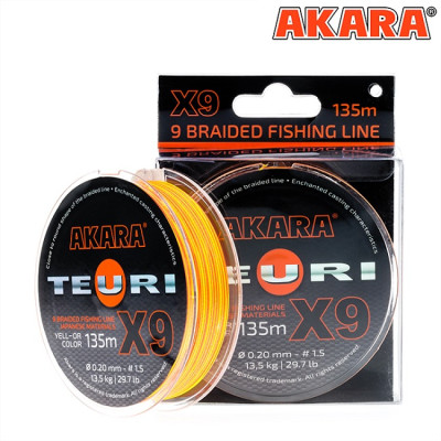 Плетёный шнур Akara Teuri X-9 135м, жёлто-оранжевый