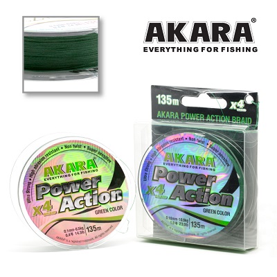 Шнур Akara Power Action X-4 Green 135 м, зеленый