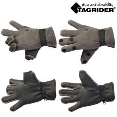 Перчатки Tagrider 095-7 неопреновые/флис 3 откидных пальца, темный графит