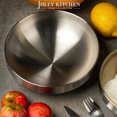 Миска Jolly Kitchen матовая с двойными стенками, нержавеющая сталь, 1 л