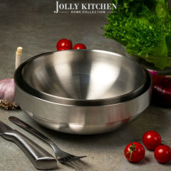 Миска Jolly Kitchen матовая с двойными стенками, нержавеющая сталь, 1 л