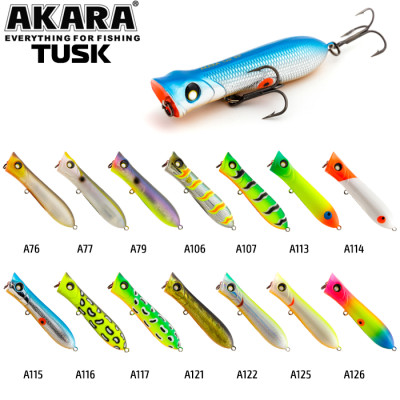 Воблер поппер Akara Tusk 80F (плавающий,поверхностный)