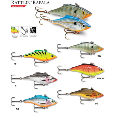 Воблер Rapala Rattlin RNR05 (тонущий), 5 см.11 г.