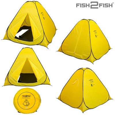 Палатка зимняя Fish 2 Fish автомат 2,0х1,5x2,0 м дно на молнии желтая