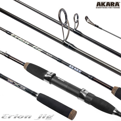 Спиннинг штекерный Akara Erion Jig TX-30. уголь, (тест 2-8), 2.1 м