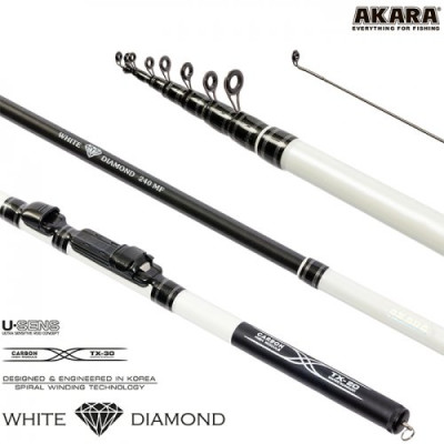 Спиннинг телескоп угольный к/с Akara White Diamond FM, (тест 5-25), 3 м
