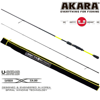 Спиннинг штекерный Akara Teuri MHS, уголь, (тест 14-35), 2.44 м