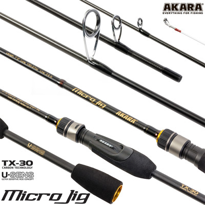 Спиннинг Аkara SL1003 Micro Jig 662UL-T TX-30. уголь, (тест 0.6-8), 2 м