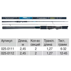 Спиннинг "Volzanka Pro Sport Sensor" (тест 12-48), 2.45 м