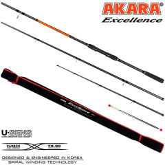 Удилище фидерное 3 колена Akara Excellence Feeder TX-30, уголь, (90-120-150), 3.3 м