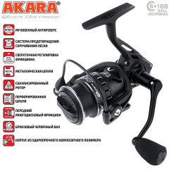 Катушка безынерционная Akara Quick Distance 2000, 6 ш.п.+ 1 р.п.