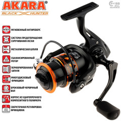 Катушка безынерционная Akara Black Hunter Shalow 1000, 9 ш.п.+ 1 р.п.