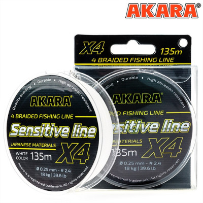 Плетёный шнур Akara Sensitive Line X-4 135м, белый - фото, цена в Магазин товаров для рыбалки и туризма - Fishers.by
