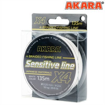 Плетёный шнур Akara Sensitive Line X-4 135м, белый - фото, цена в Магазин товаров для рыбалки и туризма - Fishers.by