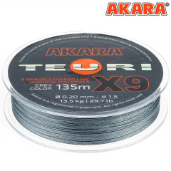 Плетёный шнур Akara Teuri X-9 135м, серый