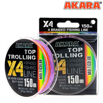 Плетёный шнур Akara Top Trolling X-4 150м, мультиколор - фото, цена в Магазин товаров для рыбалки и туризма - Fishers.by