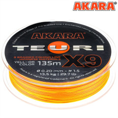 Плетёный шнур Akara Teuri X-9 135м, жёлто-оранжевый