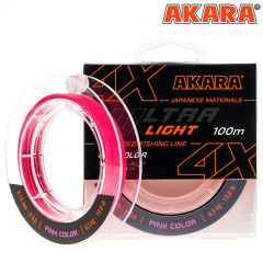 Плетёный шнур Akara Ultra Light X-4 100м,розовый