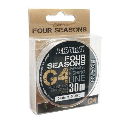 Леска Akara G4 Four Seasons Clear 30 м, прозрачная. - фото, цена в Магазин товаров для рыбалки и туризма - Fishers.by