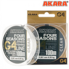 Леска Akara G4 Four Seasons 100 м, прозрачная.