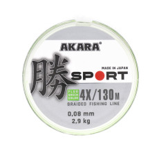 Плетёный шнур Akara Sport Х-4 FLUO GREEN 130 м, (диам. 0.04-0.1) светло-зеленый