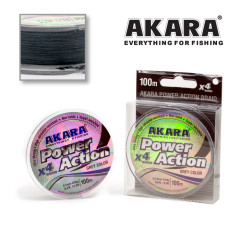 Шнур Akara Power Action X-4 Grey 100 м, серый