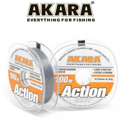 Леска Akara Action Grey 100 м, серая - фото, цена в Магазин товаров для рыбалки и туризма - Fishers.by