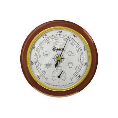 Барометр Akara с термометром деревянная оправа 125 мм - фото, цена в Магазин товаров для рыбалки и туризма - Fishers.by