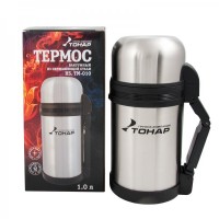 Термос HS TM-010 Тонар (дополн. пластиковая чашка, скл. ручка, ремень) (1 л.) 