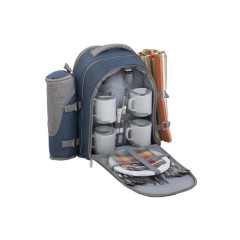 Набор для пикника Helios на 4 персоны синий/серый HS-904