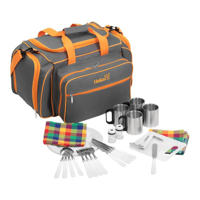 Набор для пикника на 4 персоны с кружками серый HS-605(4)G Helios - фото, цена в Магазин товаров для рыбалки и туризма - Fishers.by