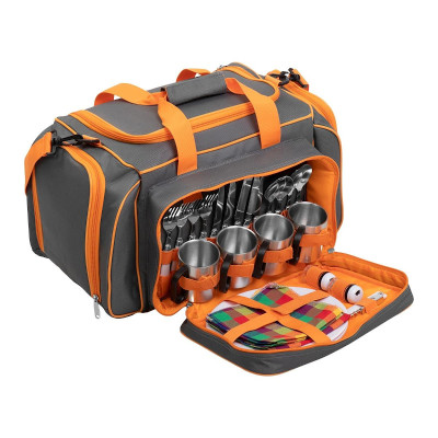 Набор для пикника на 4 персоны с кружками серый HS-605(4)G Helios - фото, цена в Магазин товаров для рыбалки и туризма - Fishers.by