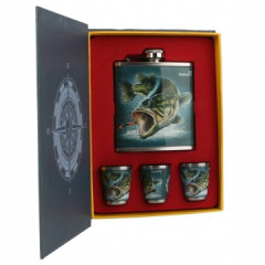 Набор Книга Рыбака Helios фляжка 210мл и 3 стопки