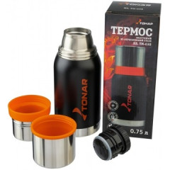 Термос HS.TM-038 750ML черный (2 крышки-кружки) Тонар (0,75 л.) 